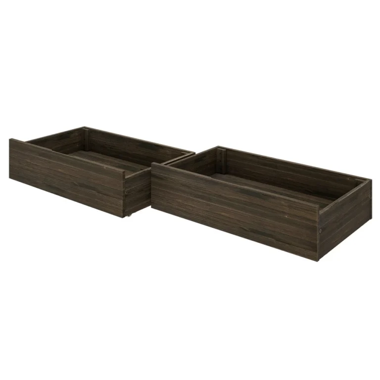 Max And Lily Modern Farmhouse 2 Under Bed Storage Drawers Angle View 3 Max and Lily Modern Farmhouse 2 Under bed Storage Drawers - two empty wooden storage drawers shown at an angle