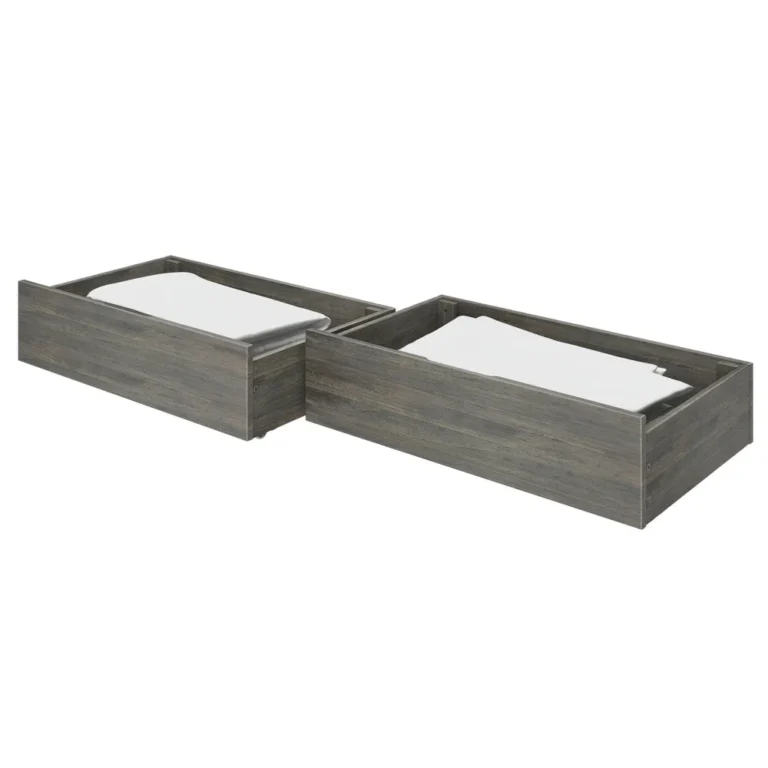 Max And Lily Modern Farmhouse 2 Under Bed Storage Drawers Storage Drawers 1 57183 Max and Lily Modern Farmhouse 2 Under bed Storage Drawers - two wooden storage drawers shown at an angle with bedding stored inside