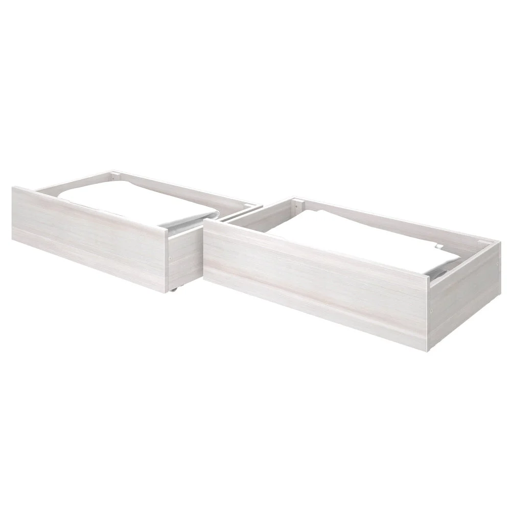 Max and Lily Modern Farmhouse 2 Under bed Storage Drawers - angled studio view of the two wooden storage drawers