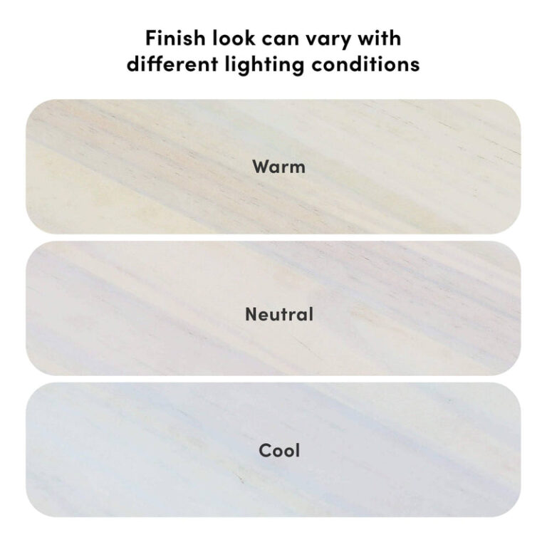 Max And Lily Modern Farmhouse Full Panel Bed White Wash Finish Diagram Max and Lily Modern Farmhouse Full Panel Bed in White Wash - finish comparison diagram showing the wood tone under warm, neutral, and cool lighting