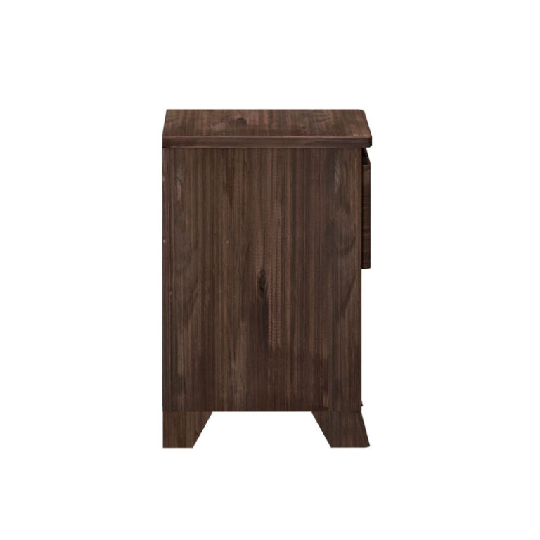 Max And Lily Modern Farmhouse Night Stand Barnwood Brown Side View Max and Lily Modern Farmhouse Night Stand in Barnwood Brown - side profile view of the nightstand