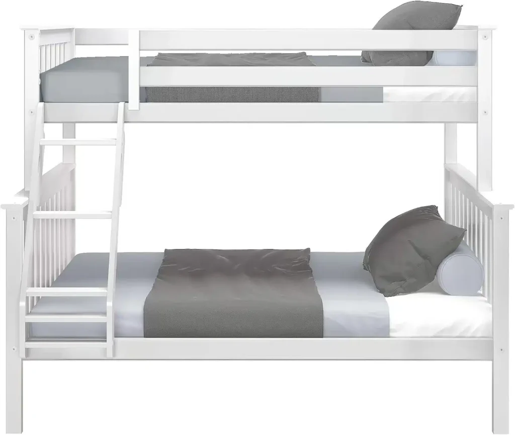 Max And Lily Twin Over Full Bunk Bed Side View Max and Lily Twin Over Full Bunk Bed - side view showing the angled ladder, upper guardrails and full-size lower bunk