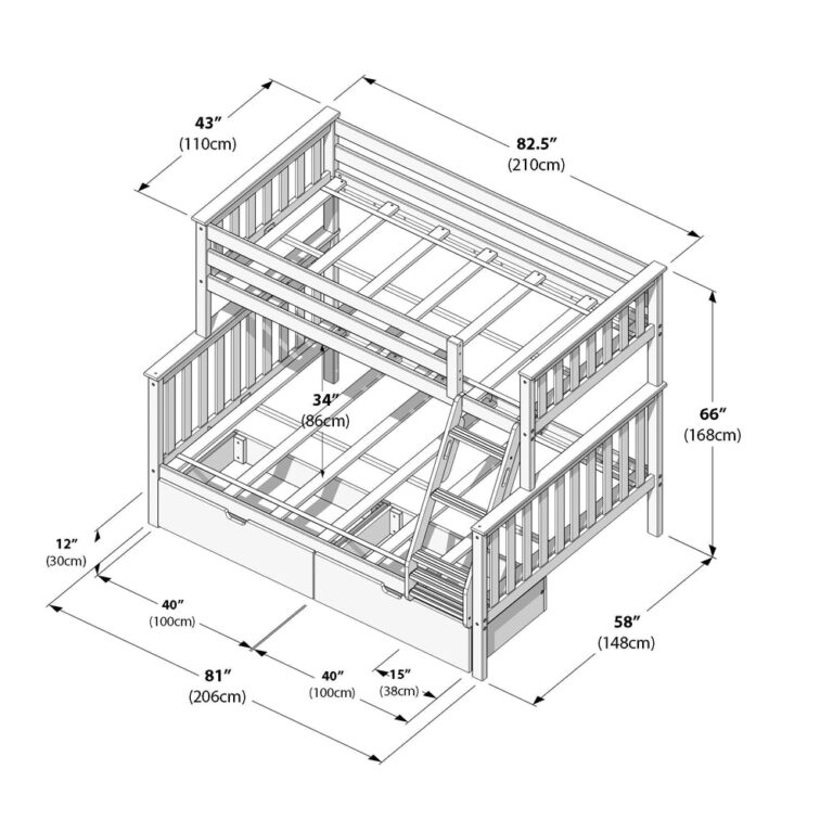 Max And Lily Twin Over Full Bunk Bed With Storage Pecan Dimensions Diagram Max and Lily Twin Over Full Bunk Bed with Storage in pecan - dimensions diagram showing 82.5 by 58 inch footprint, 66 inch height, and under-bed storage drawer measurements