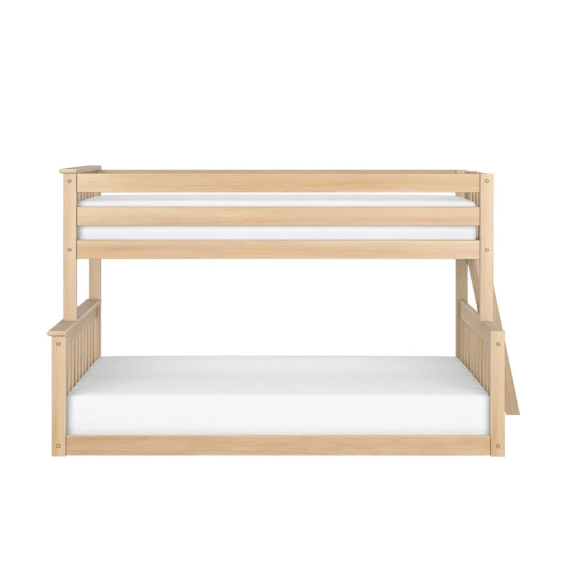 Max and Lily Twin Over Full Low Bunk Bed in Blonde - straight front product view on a white background showing the twin top bunk over the full lower bunk.