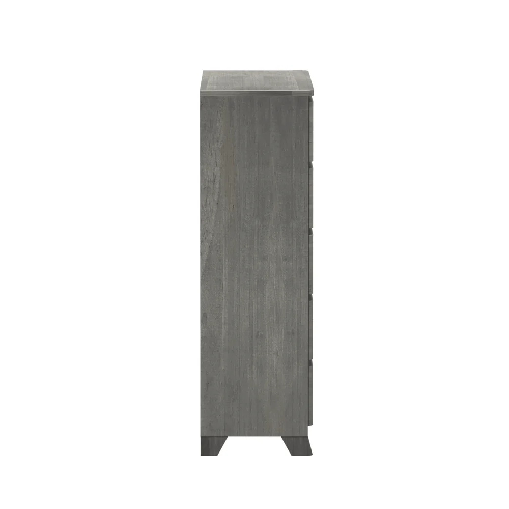 Max & Lily Modern Farmhouse 5 Drawer Dresser in Driftwood - side profile view on a white background