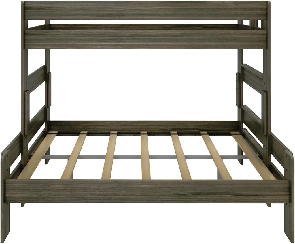 Max Lily Modern Farmhouse Twin Xl Over Queen Bunk Bed Front View Max & Lily Modern Farmhouse Twin XL-Over-Queen Bunk Bed - front view of the assembled frame showing the upper bunk guardrails and lower bunk wooden slats