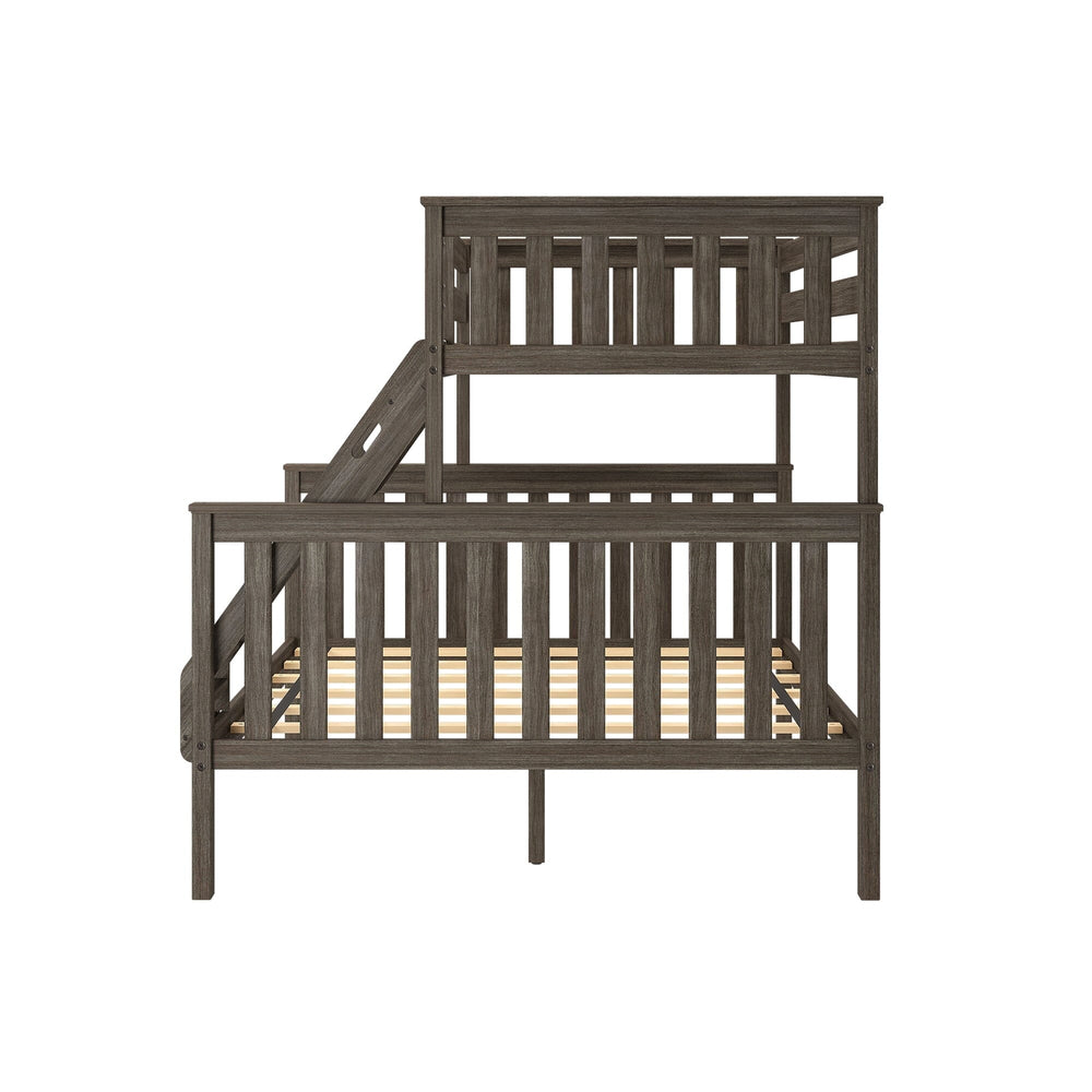 Max & Lily Twin XL-Over-Queen Bunk Bed in Clay - side view showing the stepped twin-over-queen profile and angled ladder