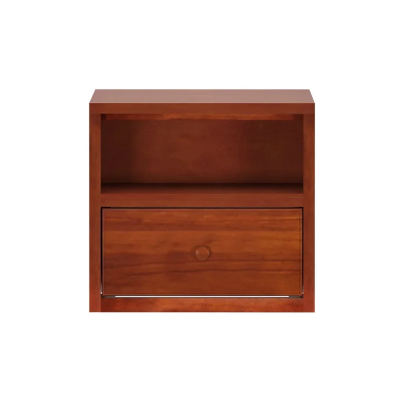 Maxtrix 1 Drawer Nightstand in Chestnut - straight-on front view showing the open shelf above a full-width drawer
