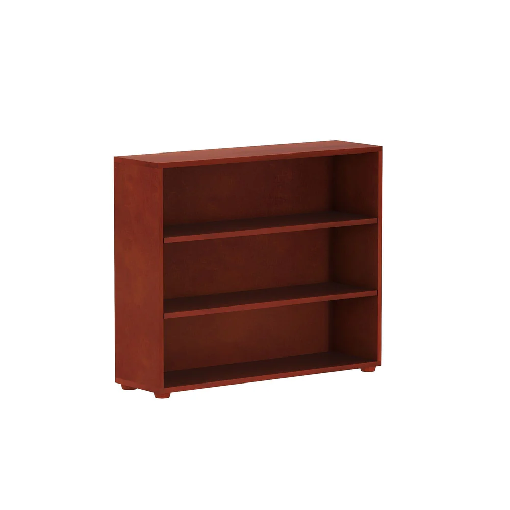 Maxtrix 3 Shelf Bookcase in Chestnut - angled view showing three open shelves and solid wood construction