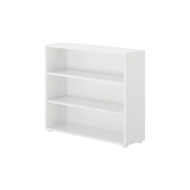 Maxtrix 3 Shelf Bookcase White Angle View 5 Maxtrix 3 Shelf Bookcase in White - angled view from the right showing the solid side panel and three shelves