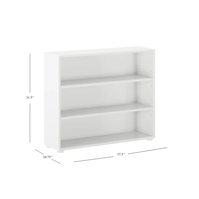 Maxtrix 3 Shelf Bookcase White Dimensions Diagram Maxtrix 3 Shelf Bookcase in White - dimensions diagram showing 37.5 inches wide, 31.5 inches high and 10.75 inches deep