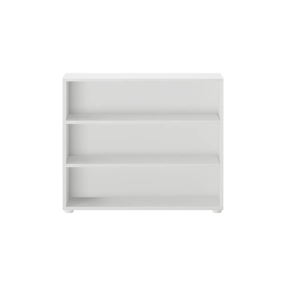 Maxtrix 3 Shelf Bookcase in White - straight-on front view of the three open shelves