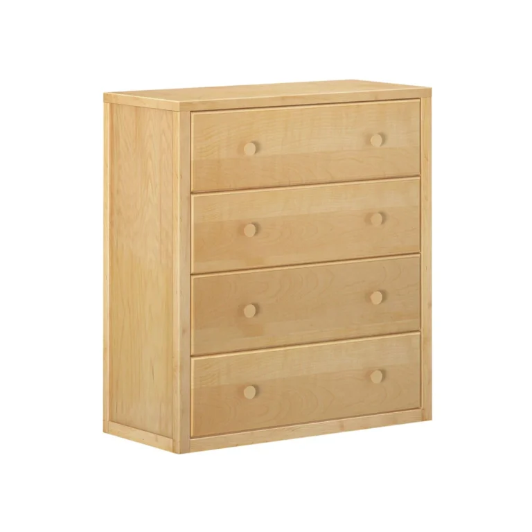 Maxtrix 4 Drawer Dresser Natural Angle View 8 Maxtrix 4 Drawer Dresser in Natural - studio angle view showing the solid-wood side panel and four-drawer front
