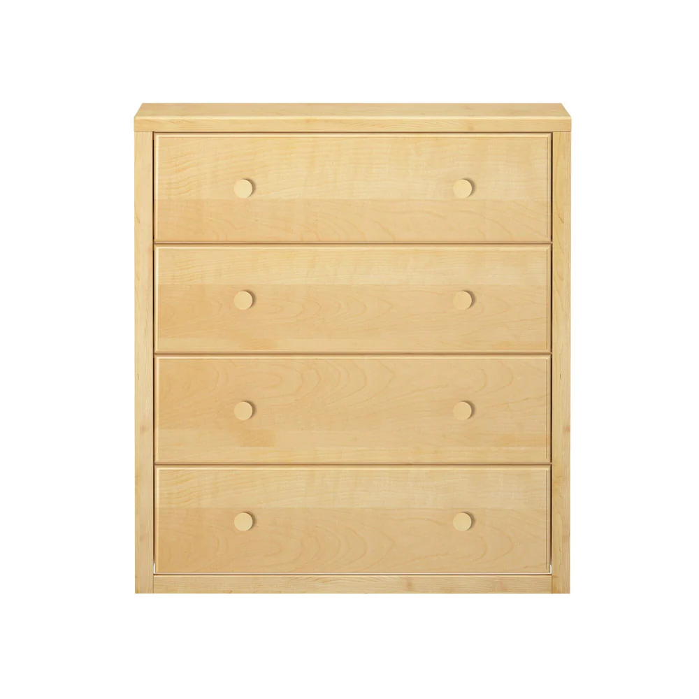 Maxtrix 4 Drawer Dresser Natural Front View Maxtrix 4 Drawer Dresser in Natural - front studio view of the chest with four equal drawers and eight round knobs