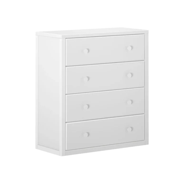 Maxtrix 4 Drawer Dresser White Angle View 8 Maxtrix 4 Drawer Dresser in White - studio angle view highlighting the solid wood construction and four full-width drawers