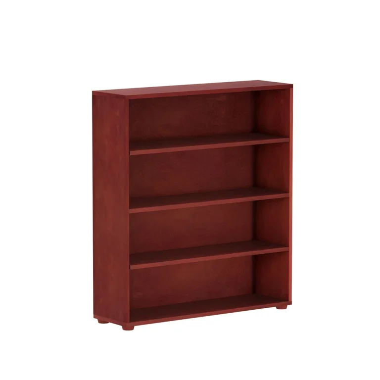 Maxtrix 4 Shelf Bookcase in Chestnut - angled view showing four open shelves and solid wood construction