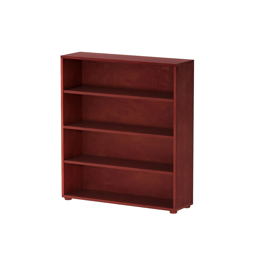 Maxtrix 4 Shelf Bookcase in Chestnut - angled view from the opposite side showing the four shelves and side panel