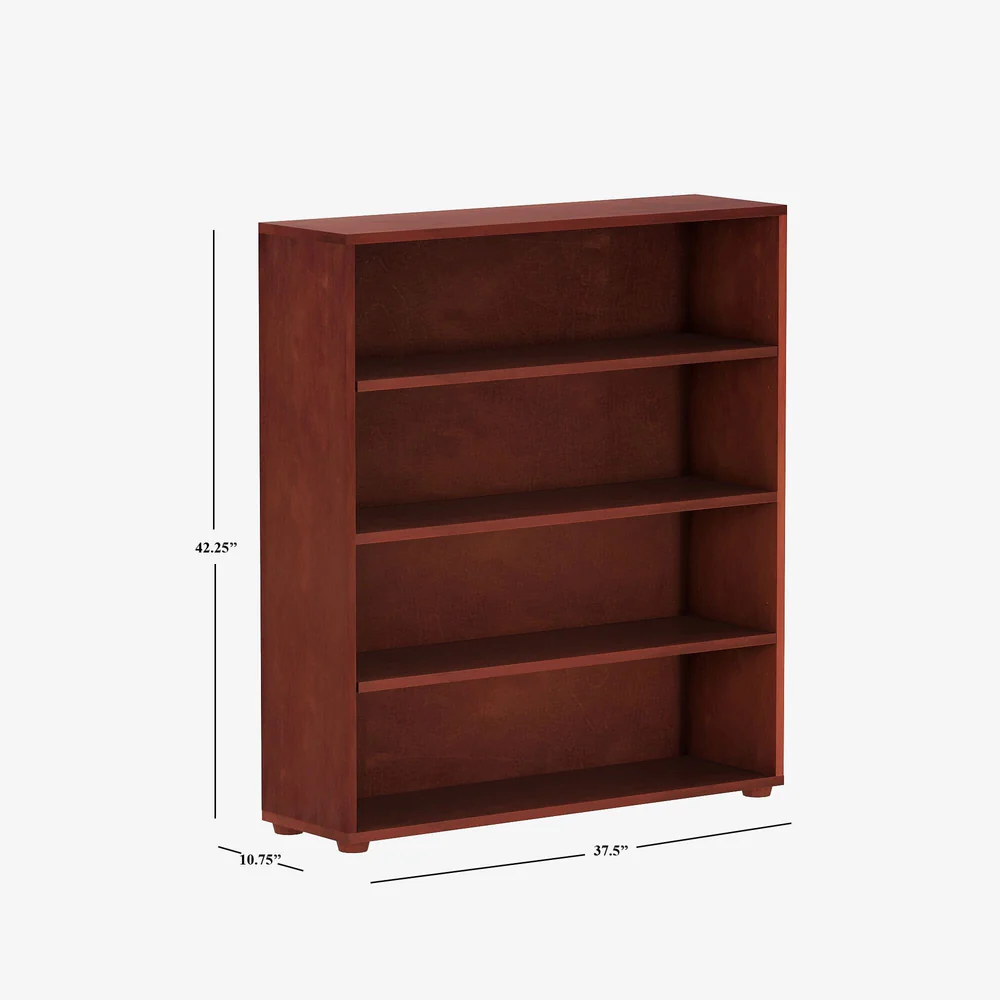 Maxtrix 4 Shelf Bookcase in Chestnut - dimensions diagram showing 42.25 inch height, 37.5 inch width and 10.75 inch depth