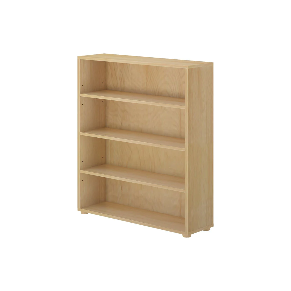 Maxtrix 4 Shelf Bookcase in Natural - angled view from the right showing the four open shelves