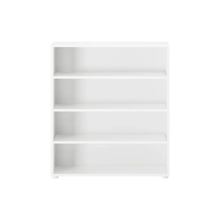 Maxtrix 4 Shelf Bookcase in White - straight-on front view of the four open shelves