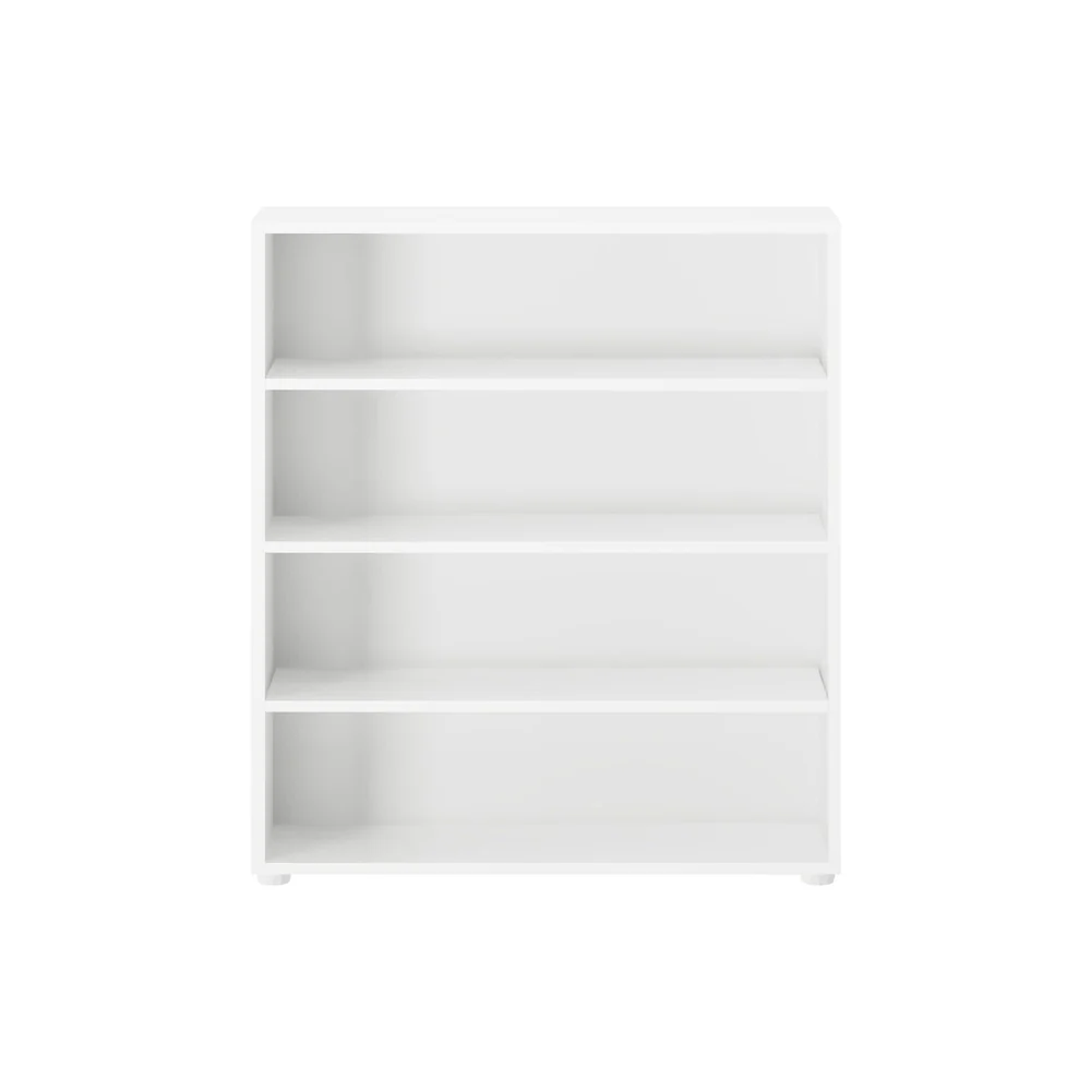 Maxtrix 4 Shelf Bookcase in White - straight-on front view of the four open shelves