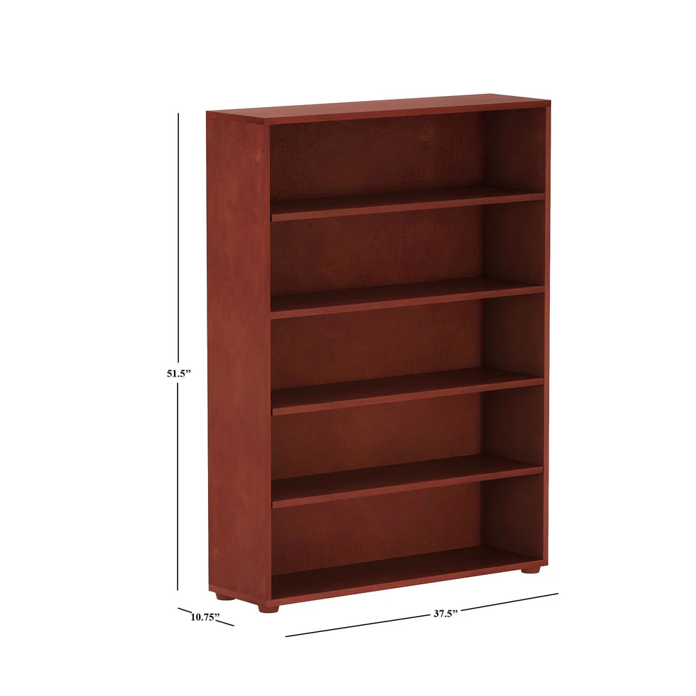 Maxtrix 5 Shelf Bookcase - dimensions diagram showing 51.5 inches high, 37.5 inches wide and 10.75 inches deep