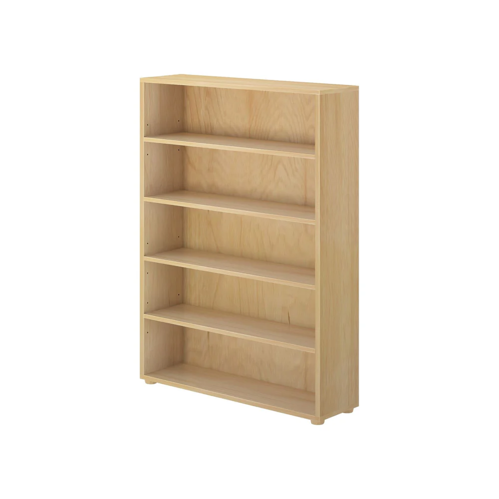Maxtrix 5 Shelf Bookcase in natural - angled view from the right showing the five shelves and solid wood side panel