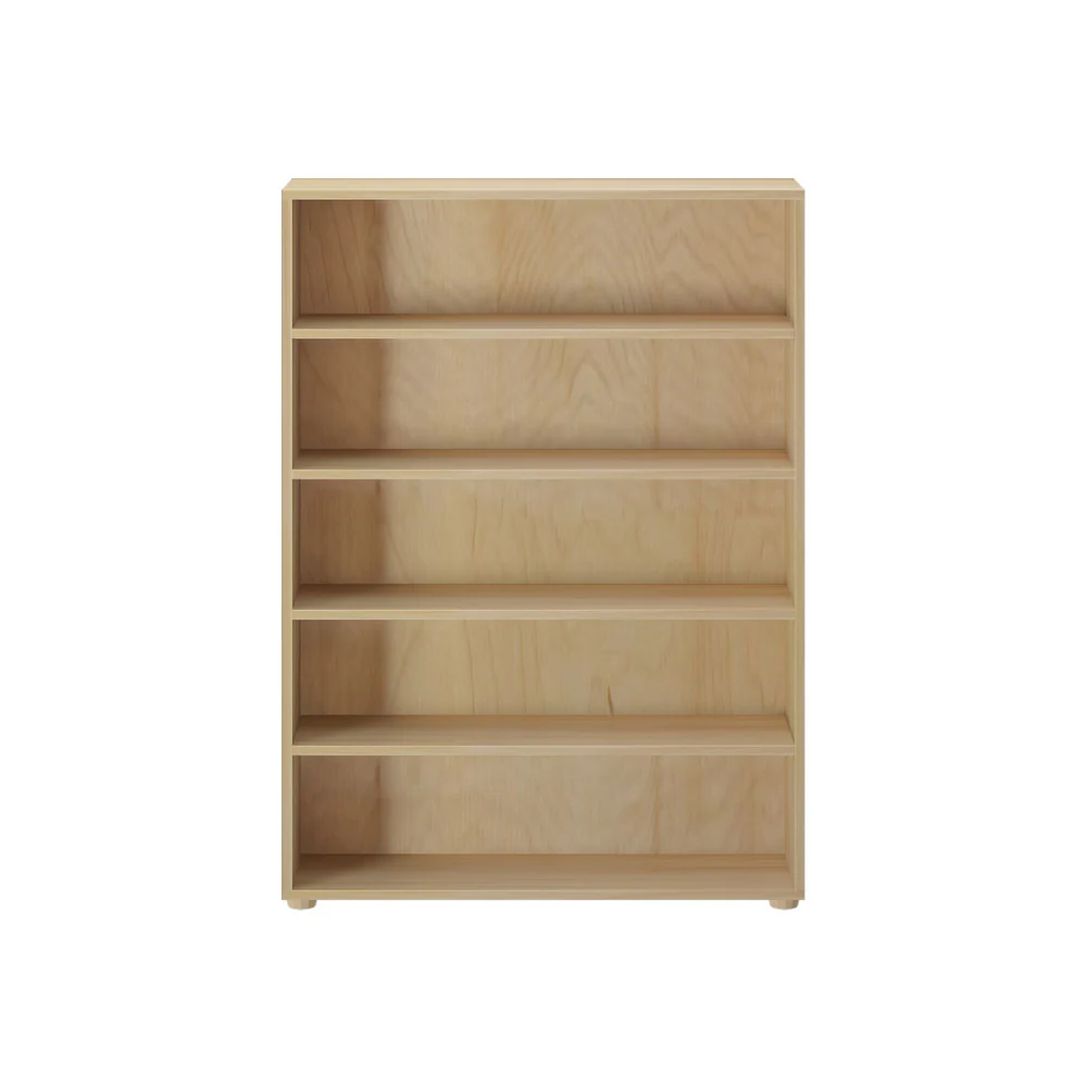 Maxtrix 5 Shelf Bookcase in natural - straight-on front view of the empty bookcase showing all five open shelves