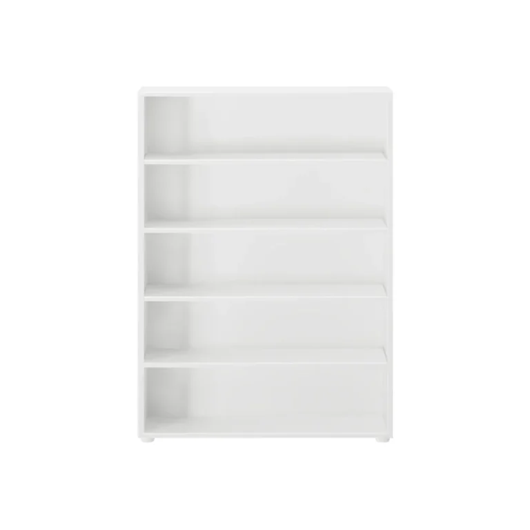 Maxtrix 5 Shelf Bookcase White Front View 4 53916 Maxtrix 5 Shelf Bookcase in white - straight-on front view of the empty bookcase with five open shelves