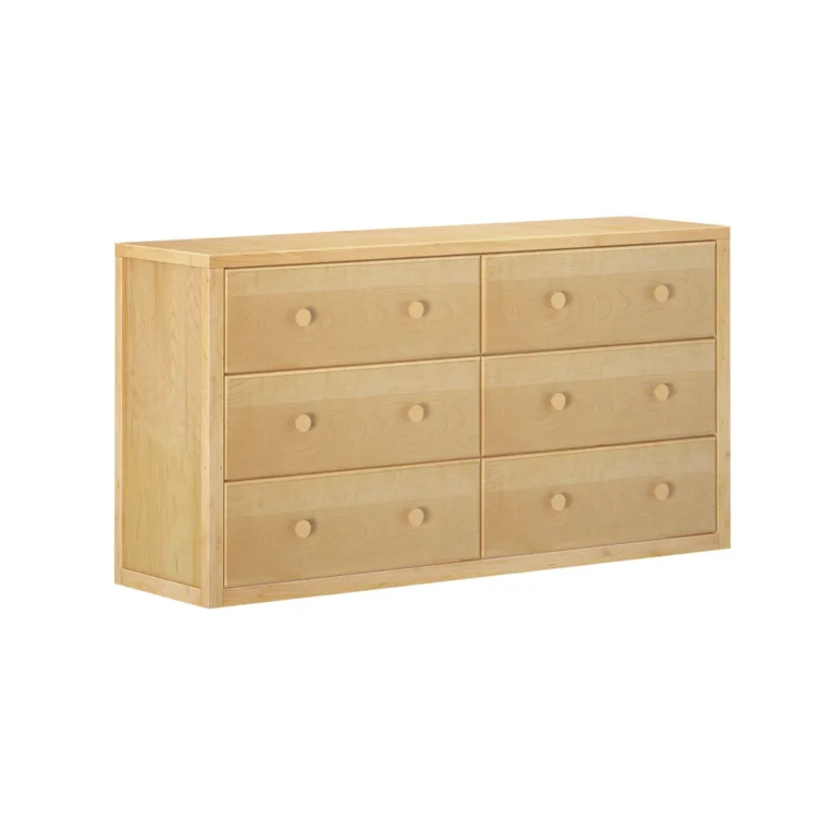 Maxtrix 6 Drawer Dresser Natural Angle View 8 Maxtrix 6 Drawer Dresser in Natural - side angle view showing the solid wood side panel and drawer fronts