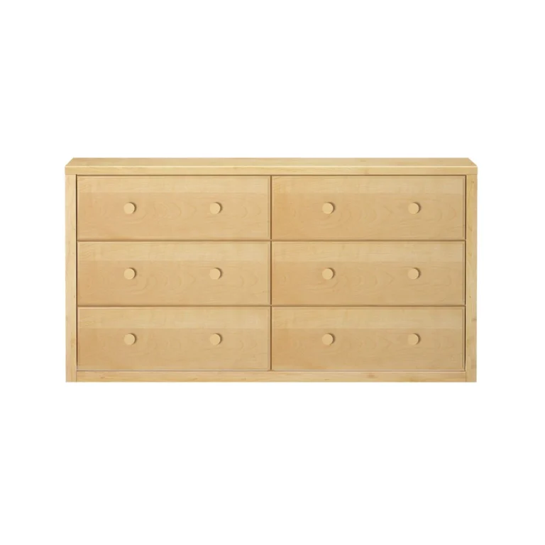 Maxtrix 6 Drawer Dresser Natural Front View Maxtrix 6 Drawer Dresser in Natural - front view showing six drawers, each with two round wood knobs