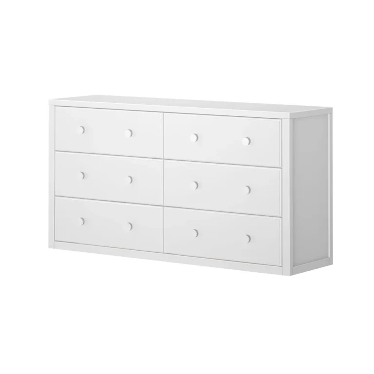 Maxtrix 6 Drawer Dresser White Angle View Maxtrix 6 Drawer Dresser in White - studio angle view showing the six drawers and side panel