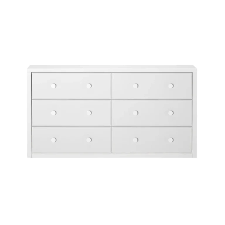 Maxtrix 6 Drawer Dresser White Front View Maxtrix 6 Drawer Dresser in White - studio front view of the six drawers with double round knobs