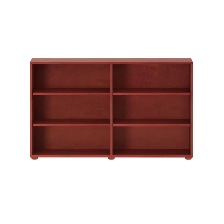 Maxtrix 6 Shelf Bookcase Chestnut Front View Maxtrix 6 Shelf Bookcase in Chestnut - straight-on front view of the six open shelf compartments