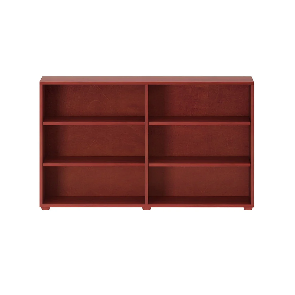 Maxtrix 6 Shelf Bookcase in Chestnut - straight-on front view of the six open shelf compartments