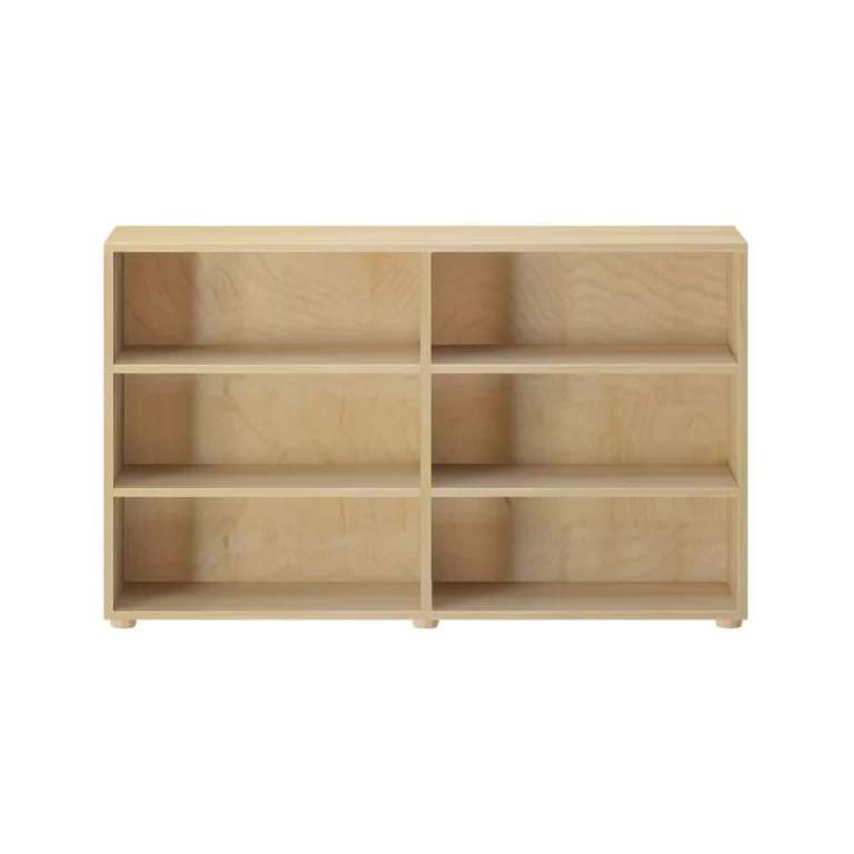 Maxtrix 6 Shelf Bookcase Natural Front View Maxtrix 6 Shelf Bookcase in Natural - front view showing six open shelf compartments in two columns