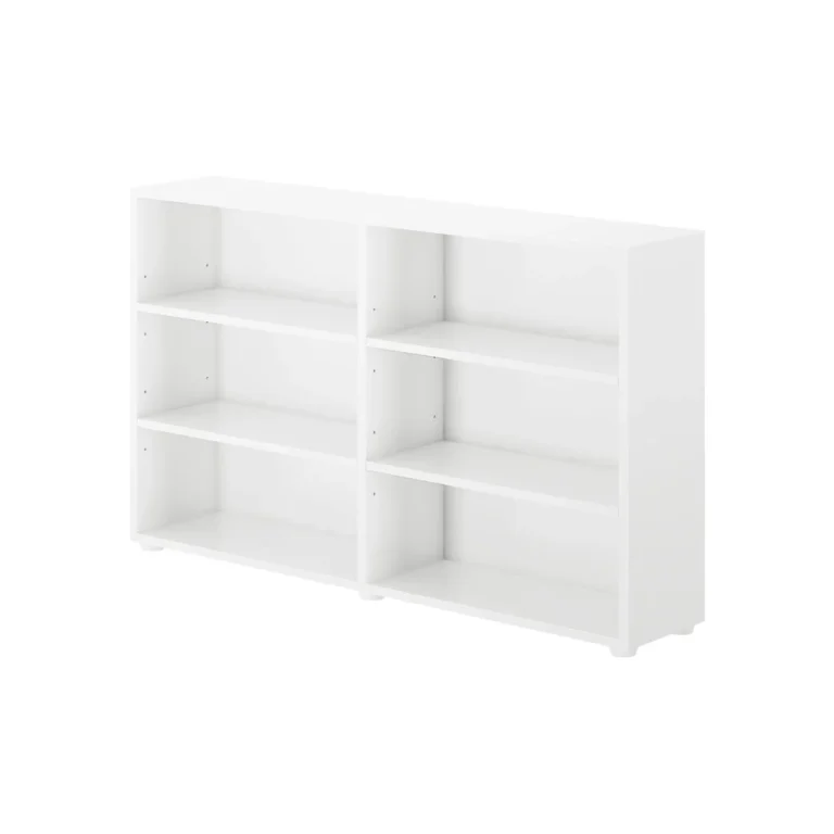 Maxtrix 6 Shelf Bookcase White Angle View 6 Maxtrix 6 Shelf Bookcase in White - angled side view highlighting the adjustable shelves and low profile