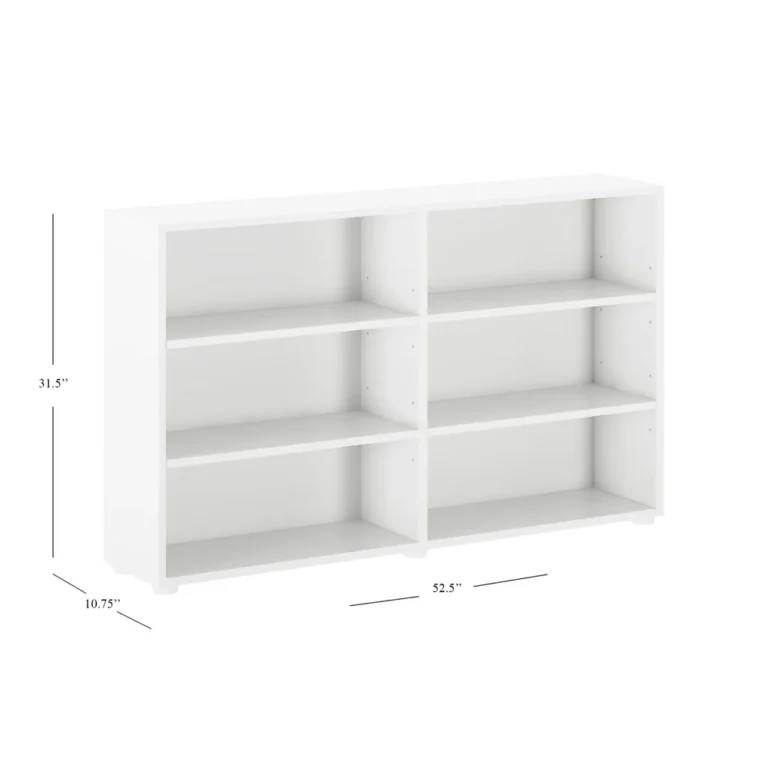 Maxtrix 6 Shelf Bookcase White Dimensions Diagram Maxtrix 6 Shelf Bookcase in White - dimensions diagram showing 52.5 inches wide, 31.5 inches high and 10.75 inches deep