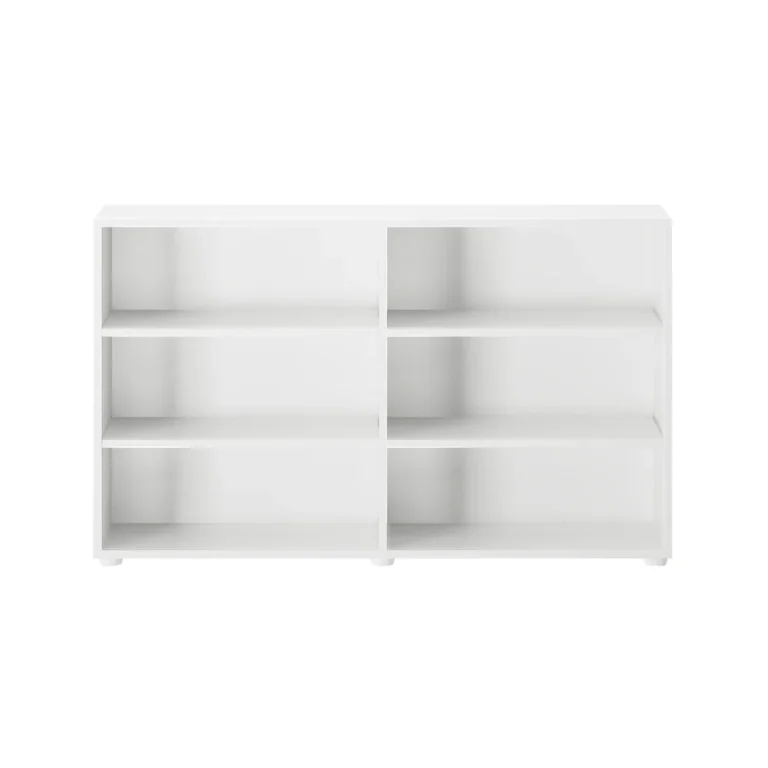 Maxtrix 6 Shelf Bookcase White Front View Maxtrix 6 Shelf Bookcase in White - straight-on front view of the six open shelf compartments