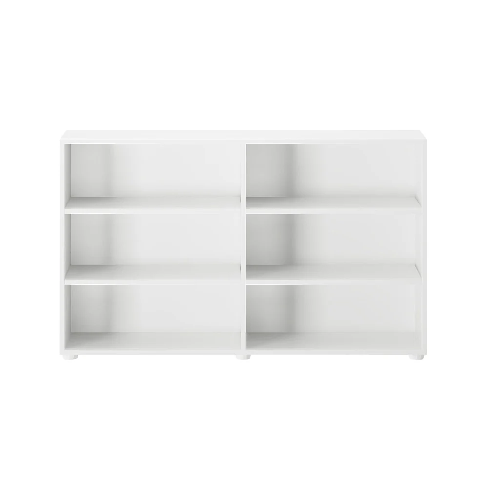 Maxtrix 6 Shelf Bookcase in White - straight-on front view of the six open shelf compartments