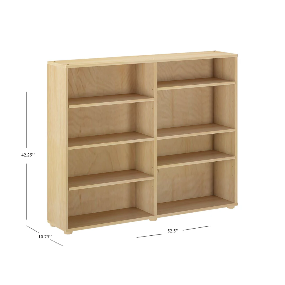 Maxtrix 8 Shelf Bookcase Natural Dimensions Diagram Maxtrix 8 Shelf Bookcase in Natural - dimensions diagram showing 42.25 inch height, 52.5 inch width and 10.75 inch depth