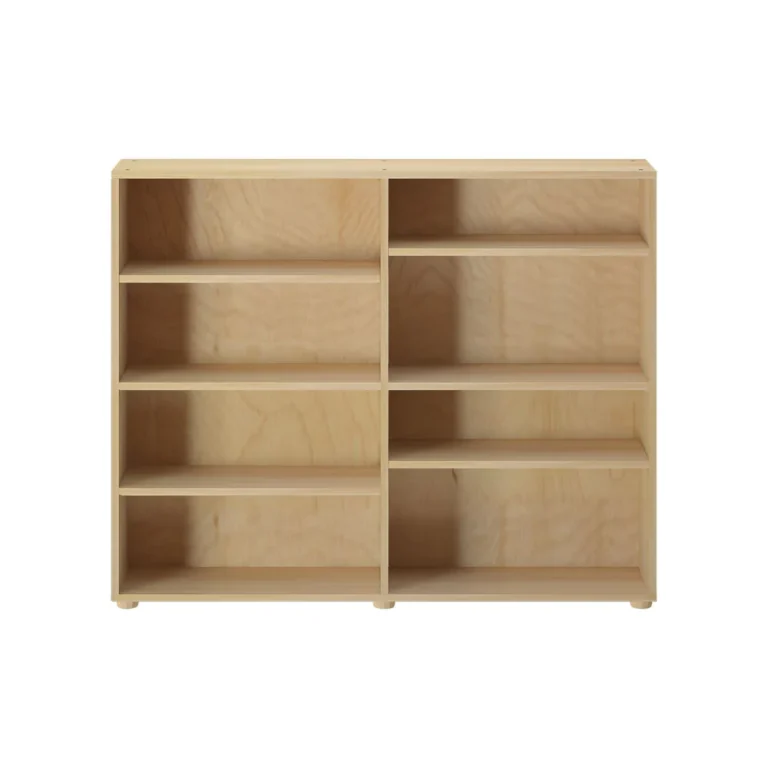 Maxtrix 8 Shelf Bookcase Natural Front View Maxtrix 8 Shelf Bookcase in Natural - front view of the eight open shelf compartments
