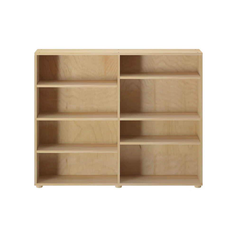 Maxtrix 8 Shelf Bookcase Natural Front View Maxtrix 8 Shelf Bookcase in Natural - front view of the eight open shelf compartments