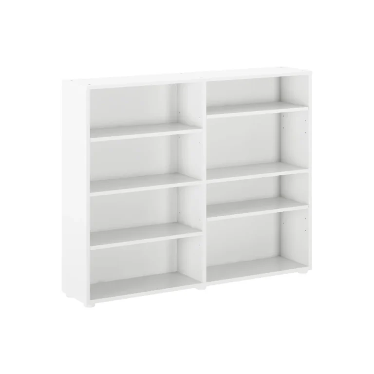 Maxtrix 8 Shelf Bookcase White Angle View 1 Maxtrix 8 Shelf Bookcase - angled view of the two-column bookcase with eight open adjustable shelves