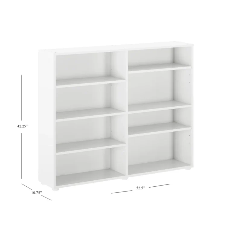 Maxtrix 8 Shelf Bookcase White Dimensions Diagram Maxtrix 8 Shelf Bookcase - dimensions diagram showing 52.5 inch width, 42.25 inch height and 10.75 inch depth