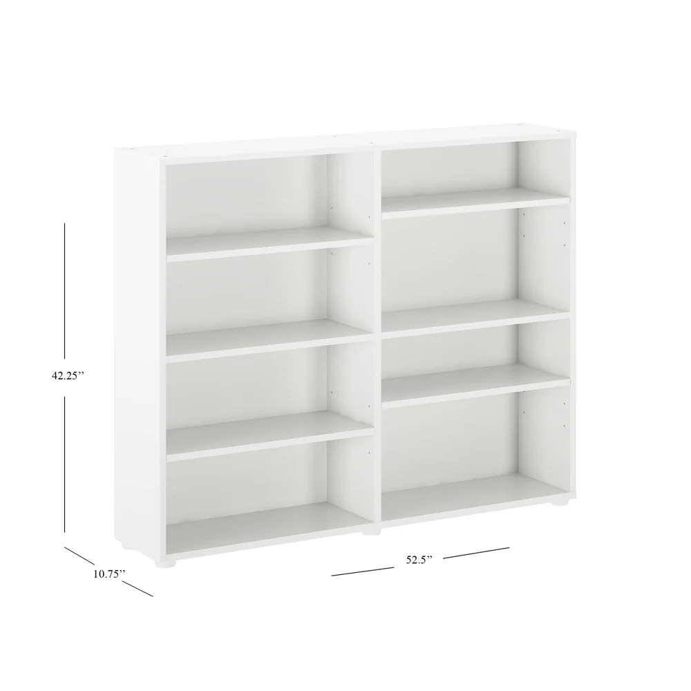 Maxtrix 8 Shelf Bookcase White Dimensions Diagram Maxtrix 8 Shelf Bookcase - dimensions diagram showing 52.5 inch width, 42.25 inch height and 10.75 inch depth