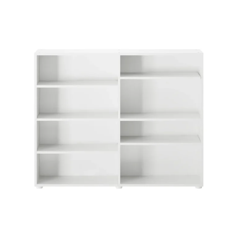Maxtrix 8 Shelf Bookcase White Front View Maxtrix 8 Shelf Bookcase - straight-on front view showing all eight open shelf compartments