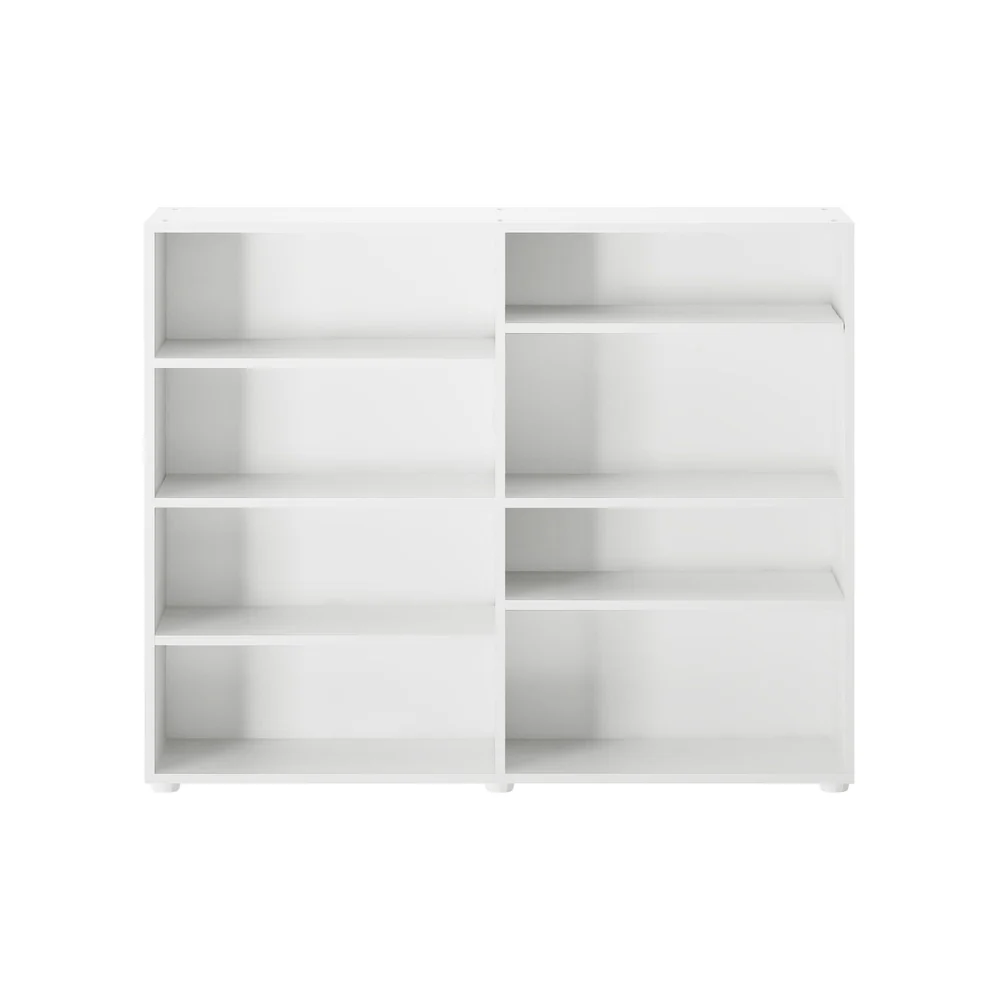 Maxtrix 8 Shelf Bookcase White Front View Maxtrix 8 Shelf Bookcase - straight-on front view showing all eight open shelf compartments