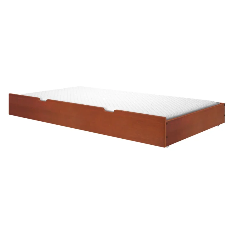 Maxtrix Trundle Bed With Slats Espresso With Mattress Maxtrix Trundle Bed with Slats in Espresso - trundle frame shown with a quilted mattress in place