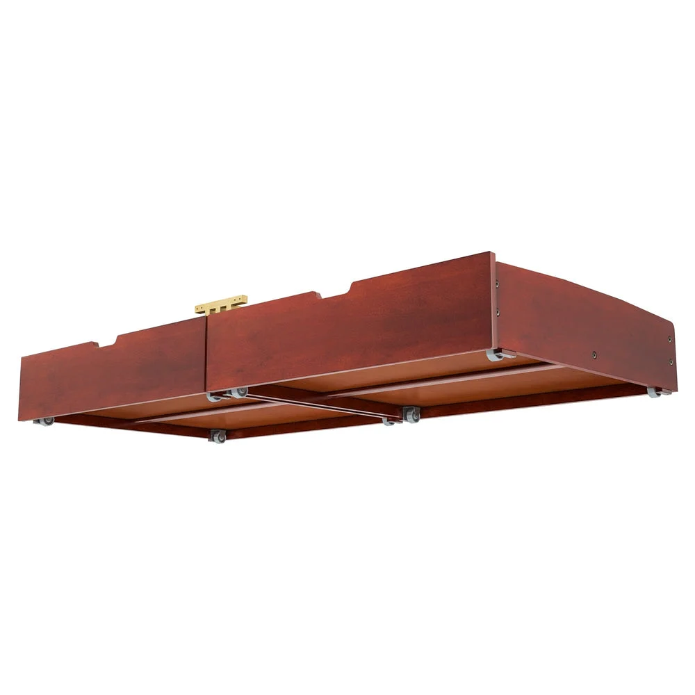 Maxtrix Underbed Storage Drawers in Espresso - underside view showing the caster wheels and metal glide hardware.